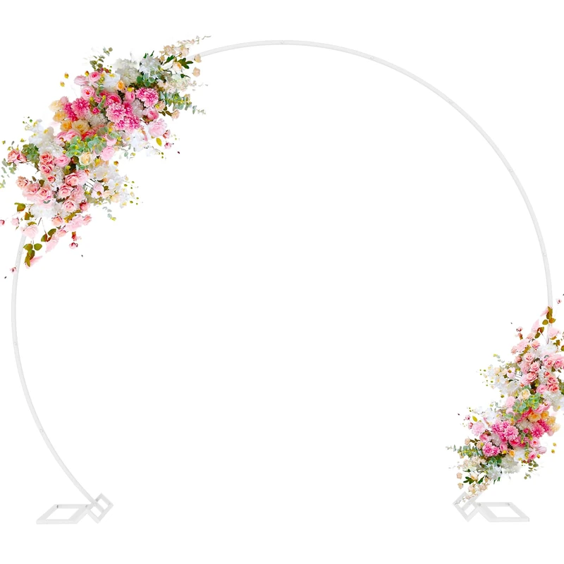 Wokceer Round Backdrop Stand 8FT Wedding Balloon Arch Stand White Circle Balloon Arch Frame for Wedding Ceremony Birthday Party Anniversary Valentine Celebration Backdrop Stand Decoration - Image 1