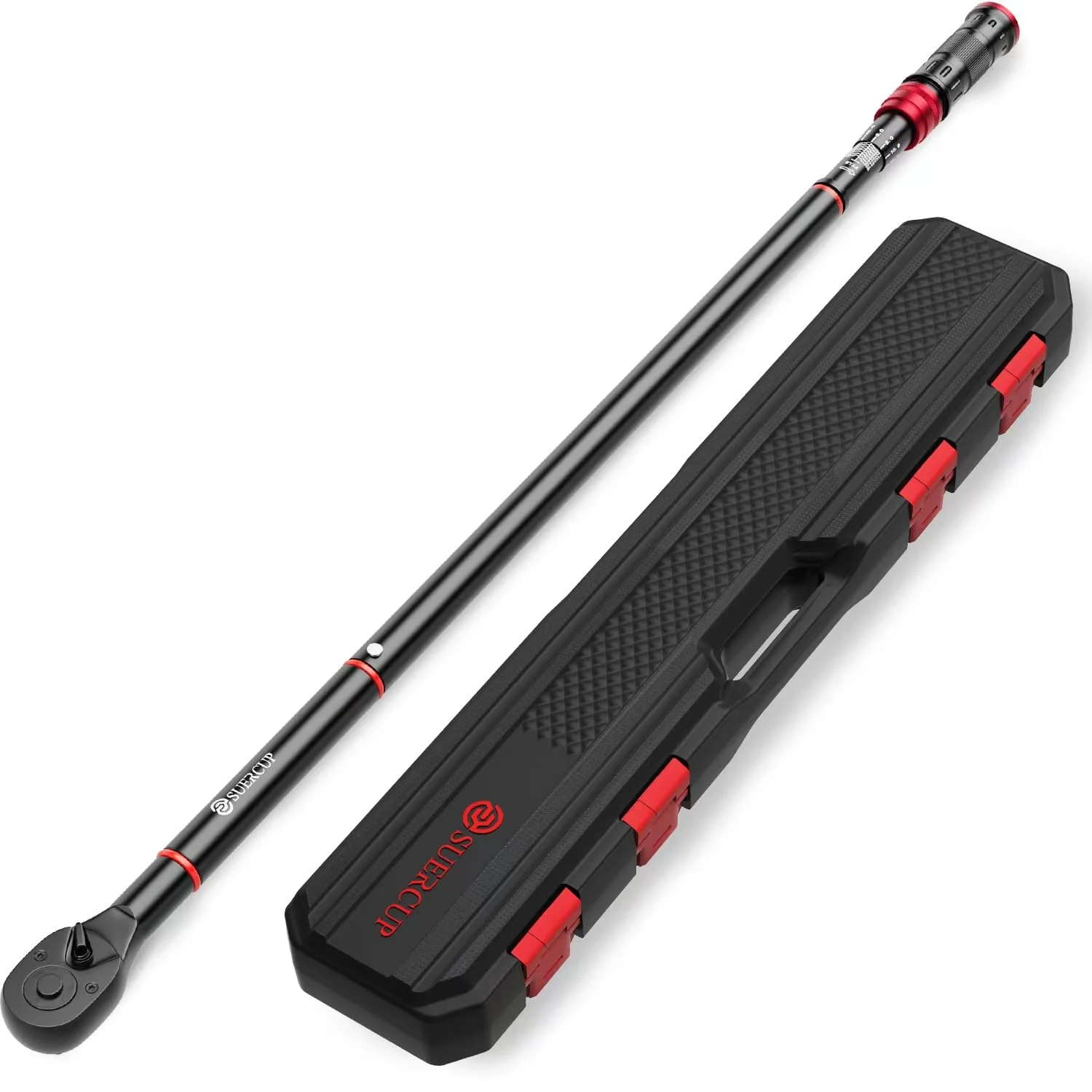 SUERCUP 1-inch Drive Click Torque Wrench, 200-1300ft.lb/271-1761.5Nm, ±3% High Accuracy and Dual-Direction Click Torque Wrench Set with a Hex Key for wind turbines, dockyards, car/truck repair etc