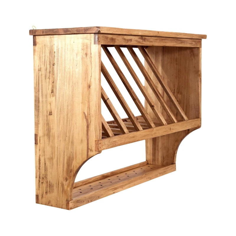 Biscottini Wall shelf wood 80x28x60.5 cm | Wall kitchen shelf natural finish | Wall shelf Made in Italy - Image 1