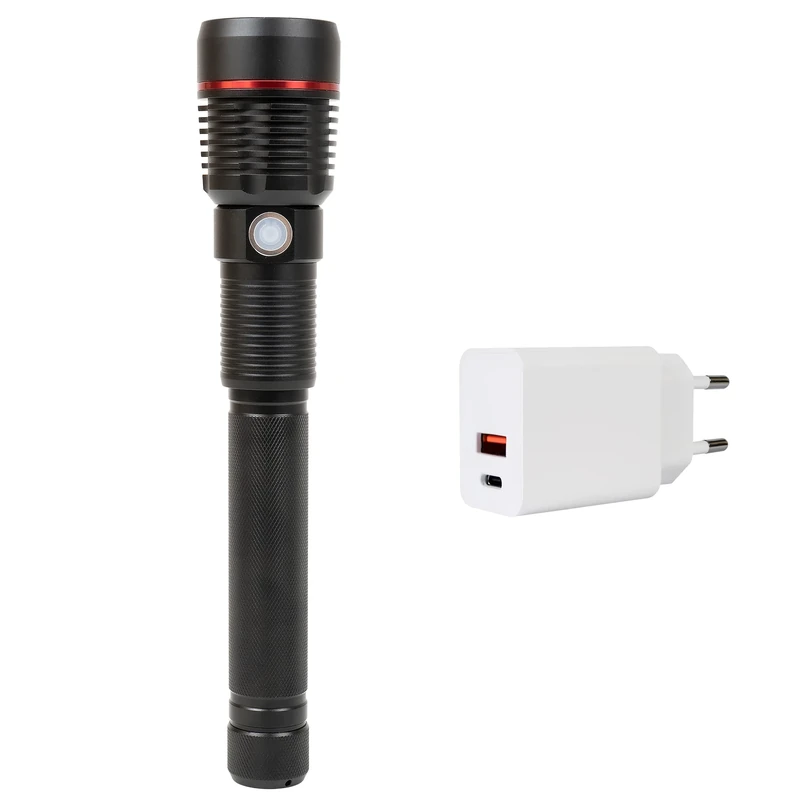 PNI Adventure F450 Aluminium Focus Flashlight Boost LED 20W 1500lm to 450m 4400mAh IPX5 with Power Supply CHG300