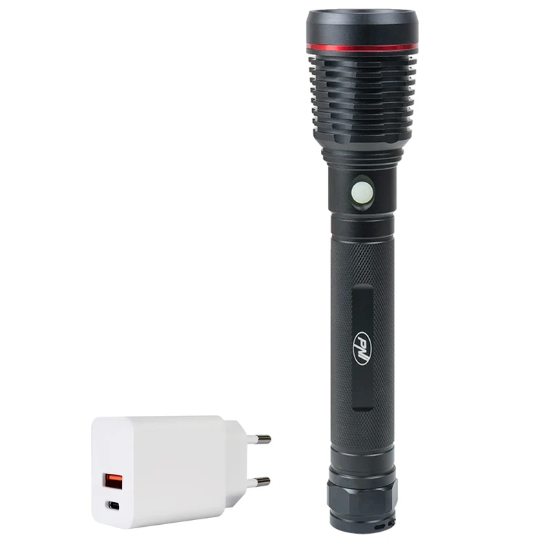 PNI Adventure F420 Aluminum Flashlight Package with LED 10W, 1000lm CHG300 Power Supply with USB C Port and USB-A Port