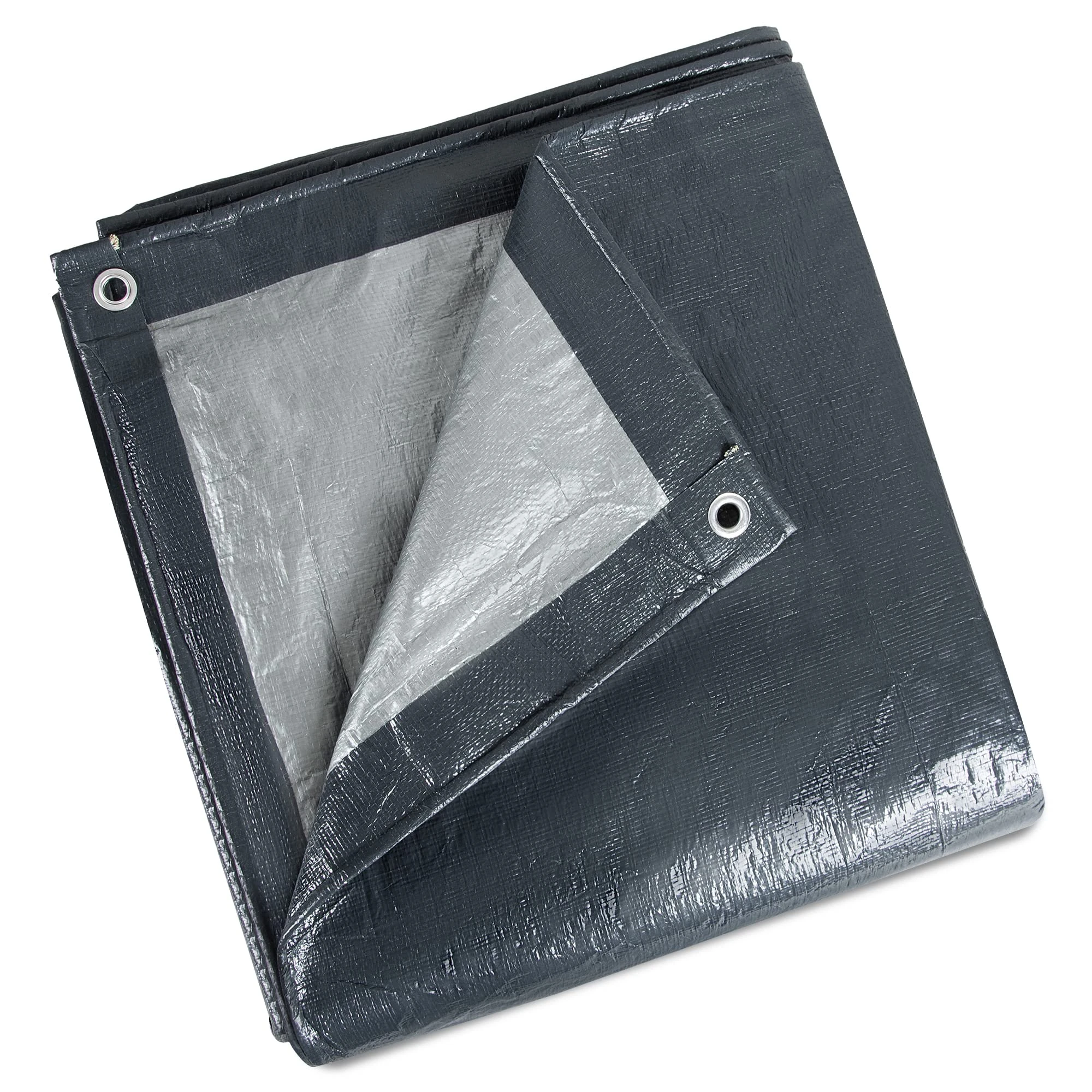 ASAB Tarpaulin 3m x 3m / 10ft x 10ft 140GSM Tear Resistant Flame Retardant Sheet Waterproof Tarpaulin Heavy Duty UV Resistant Easy Foldable Ground Tarp Sheet Cover for Camping Garden Multipurpose Grey