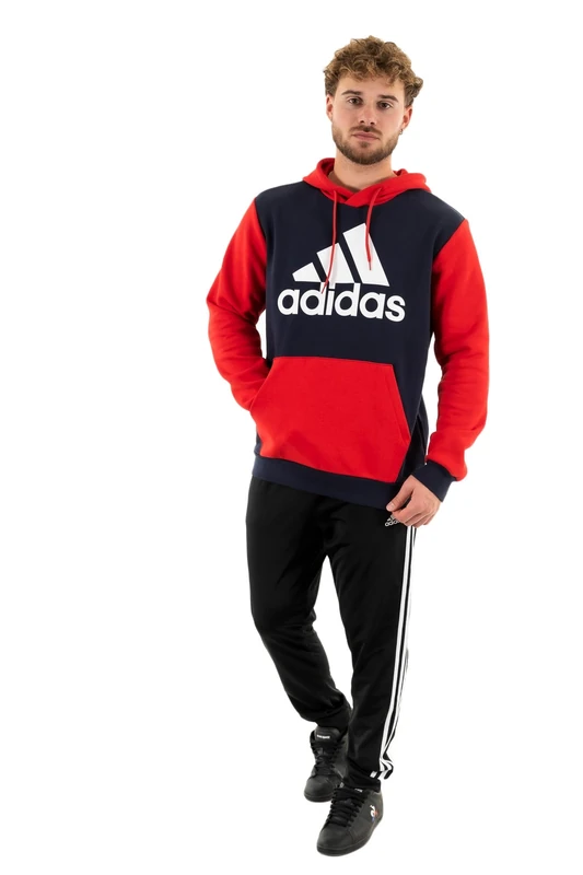 adidas Men's Essentials Fleece Big Logo Hoodie, legend ink/better scarlet, M