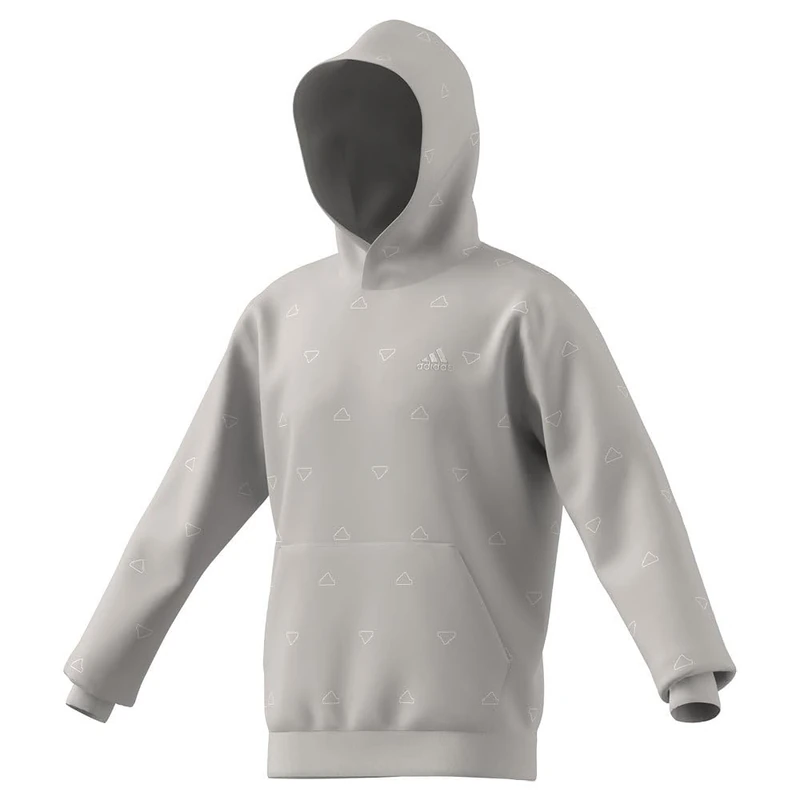 adidas Men's Seasonal Essentials Monogram Fleece Graphic Hoodie, grey two, M