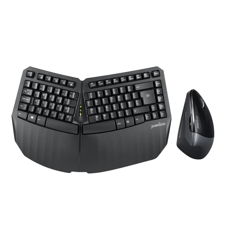perixx PERIDUO-813 Wireless Ergonomic Compact Keyboard and Vertical Mouse, UK QWERTY, Bluetooth and 2.4GHz, Black