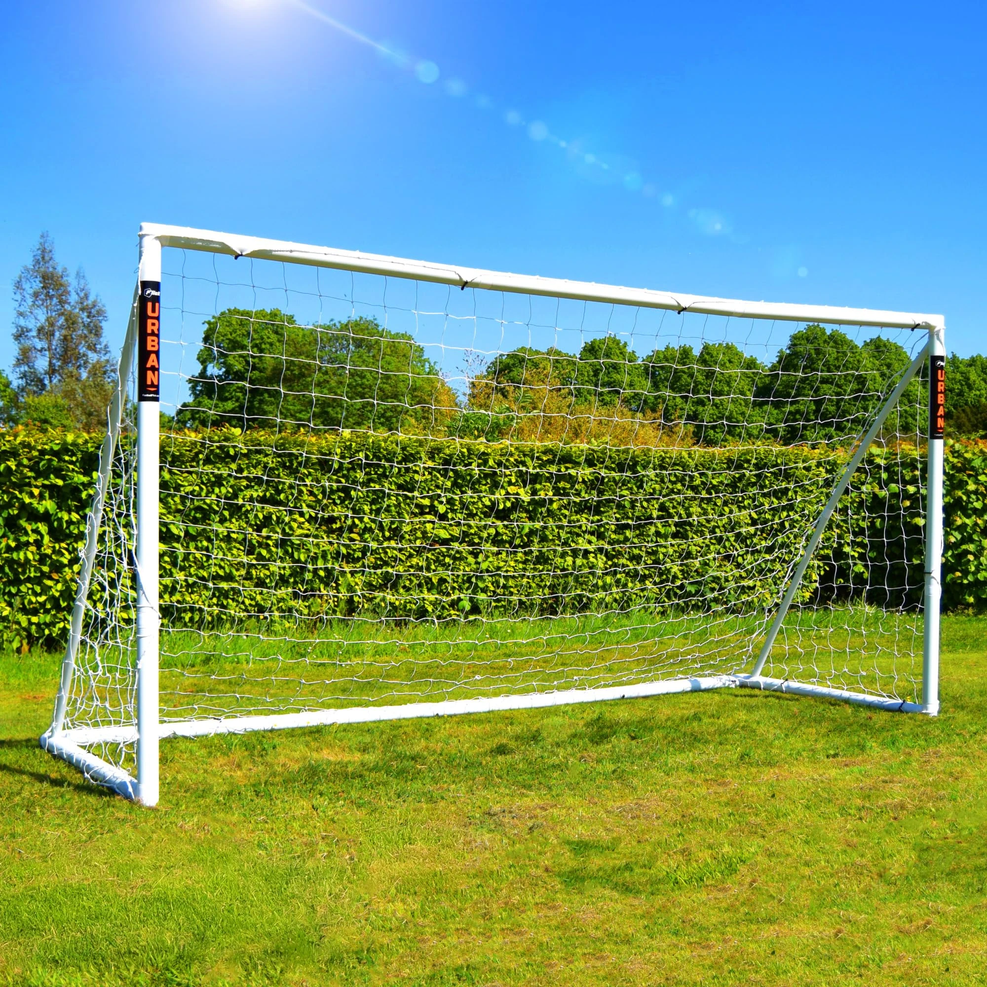 Amazon Exclusive Football Flick 12ft x 6ft Training Goal - The Best uPVC Football Goal for Gardens - All Weather Protection - Integrated Locking System For Easy Assembly
