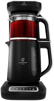 Karaca Caysever Robotea Pro 4-in-1 Automatic Electric Tea Pot, Filtered Coffee Machine, Tea Kettle, Tea Pot with Infuser 2500 W, Chrome