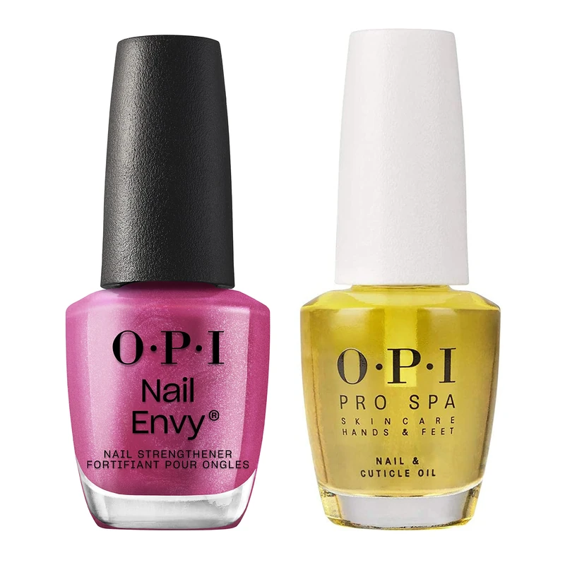 OPI Nail Polish Nail Treatment Manicure Set I Nail Repair and Nail Strength for Damaged Nails I Nail Envy Nail Strengthener Treatment Pink Nail Polish & Nail and Cuticle Oil Nail Polish Set
