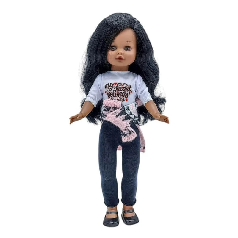 FOLK Sintra Original mulatto collection doll 40 cm. 100% Vinyl with Leggings and Jersey Pink Wool Special Limited Edition. Made in Spain