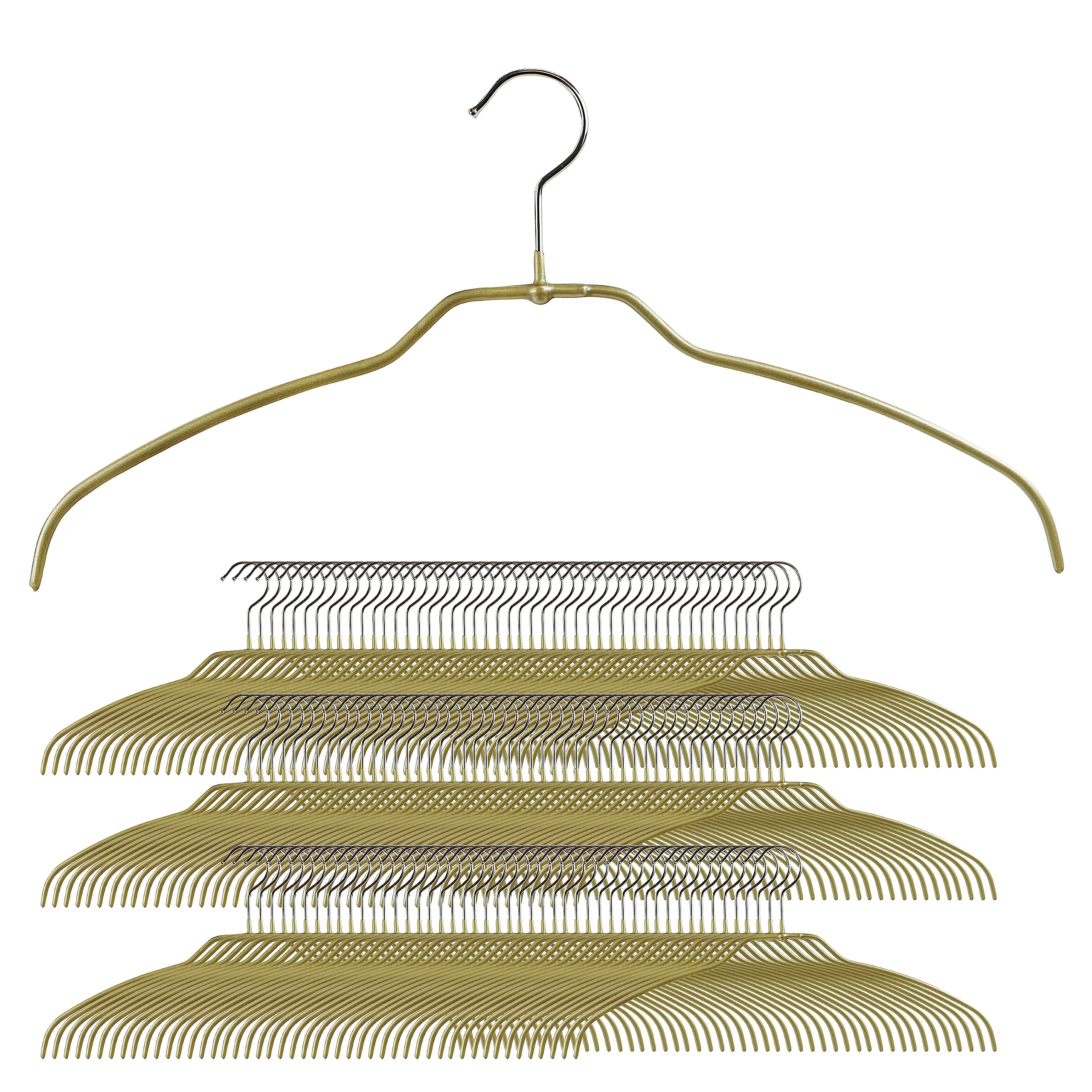 Mawa by Reston Lloyd Silhouette Ultra-Thin Series, Non-Slip Space Saving Shirt Hanger, Style 42/FT, Gold, Pack of 180