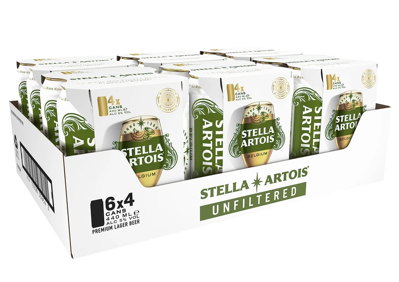 Stella Artois Unfiltered 24 pack 440ml Can Lager Premium