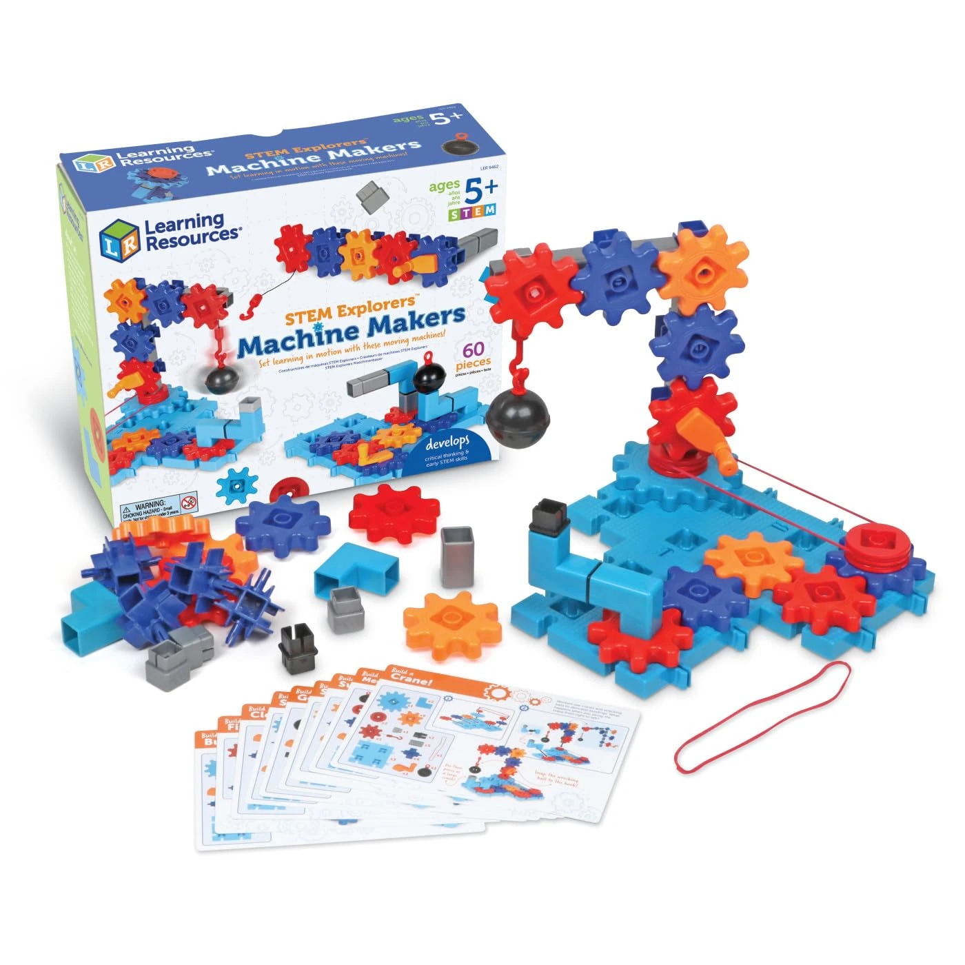 Learning Resources STEM Explorers™ Machine Makers, 60 Pieces, Ages 5+, Build It Yourself Engineering Toys
