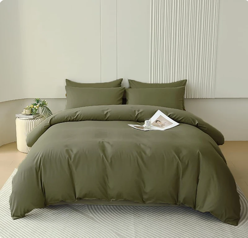 Houseri Army Comforter Set Full Olive Green Bedding Sets Full Size Teen Boys Solid Green Comforters Comfy Soft Dark Color Bed Quilt Full