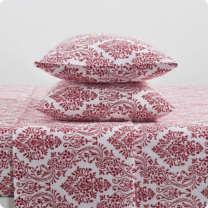 Tahari Home - Queen Sheet Set, 4-Piece Bedding with Matching Pillowcases, Soft & Cozy Room Decor (Damask Red, Queen) - Image 1