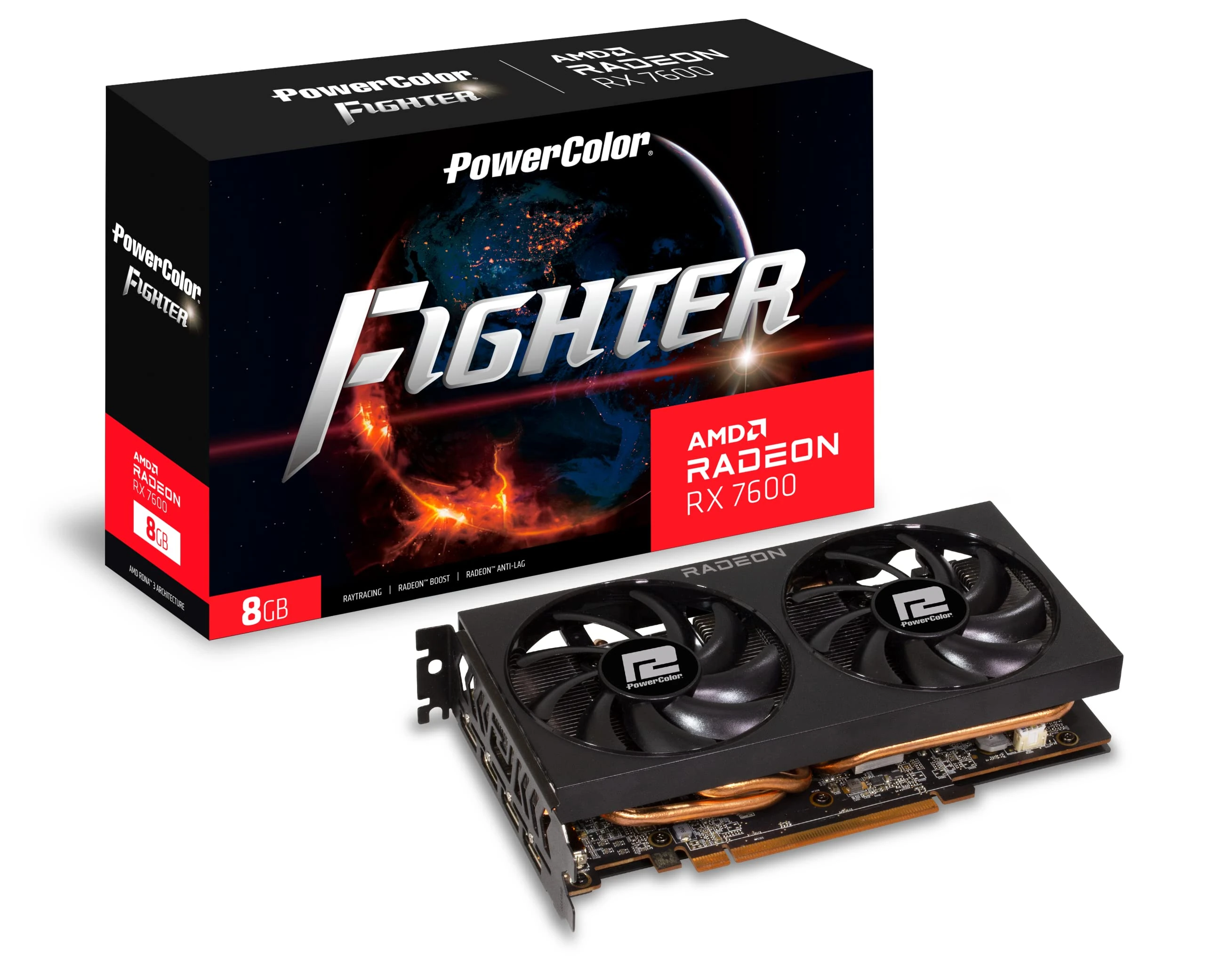 PowerColor AMD Radeon RX 7600 Fighter 8GB Graphics Card - RX7600 8G-F
