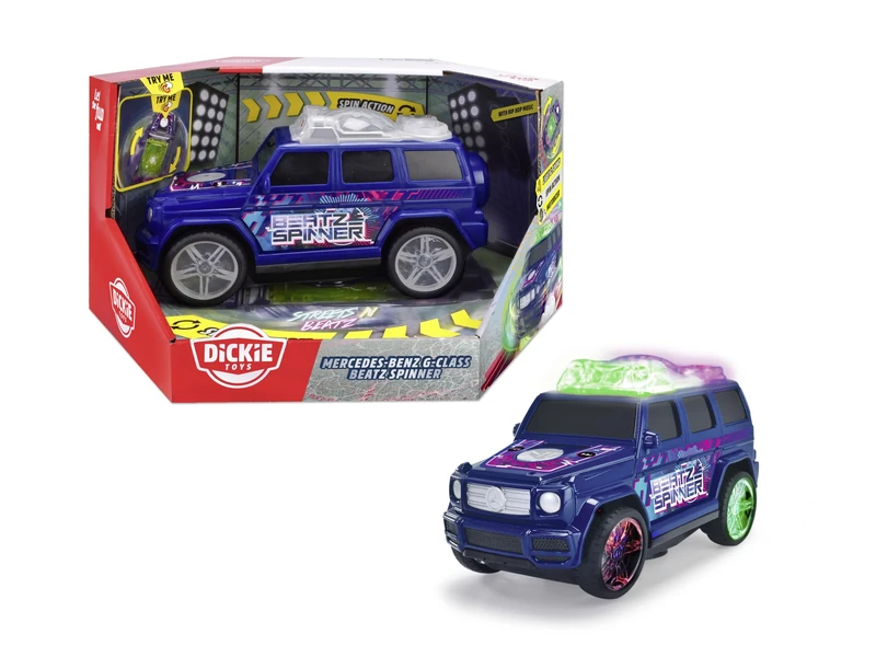 Dickie Toys - Mercedes-Benz G-Class Beat Spinner (23 cm) - Dancing Streets N BEATZ Toy Car, Motorised, EDM Sound & Colour Changing, Battery Operated, Car for Children from 3 Years