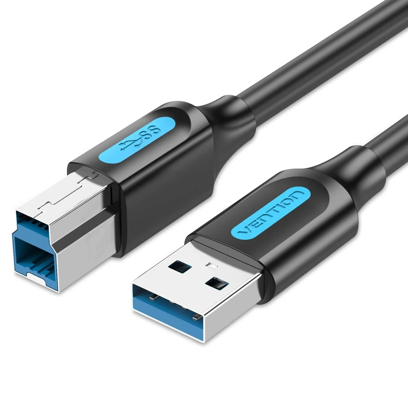 VENTION Printer Cable 1m USB 3.0 Type A Male to B Male Lead Scanner Cord USB Printer Cable Compatible with HP/Epson/Dell/Canon/Lexmark/Xerox/Brother/Samsung etc.