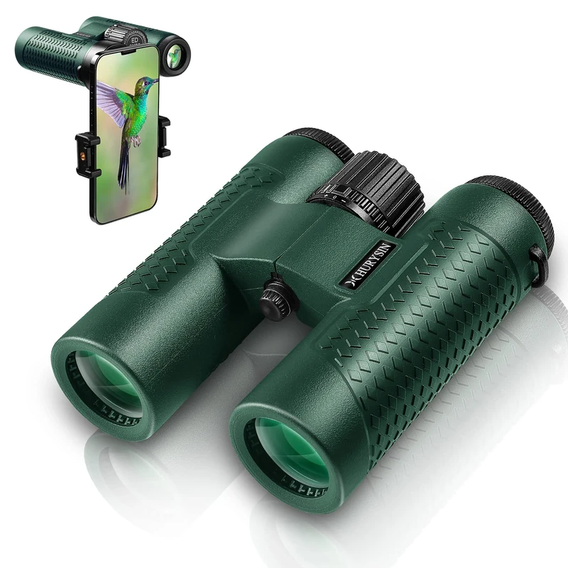 HURYSIN ED 8x33 Binoculars – HD Optical System, Nitrogen-Filled and Waterproof & Fogproof, Non-Slip Silicone Grip for Comfortable Handling, Perfect for Hunting, Bird Watching, Hiking, Travel