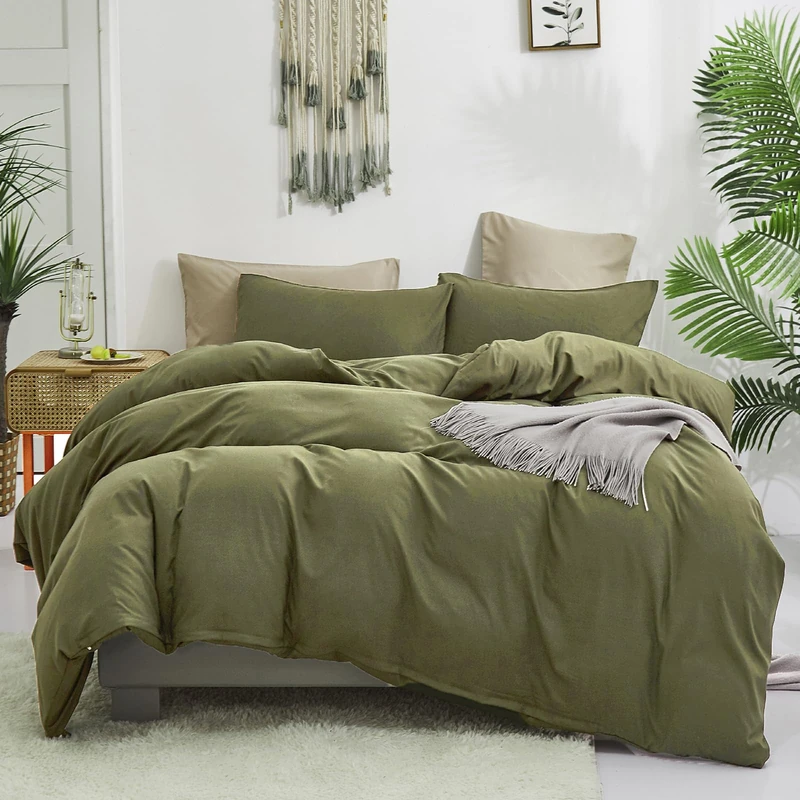 Luxlovery Olive Green Comforter Set Queen Army Green Bedding Comforter Set Blanket Quilts Avocado Breathable Soft Minimalist Comforters Set for Women Men