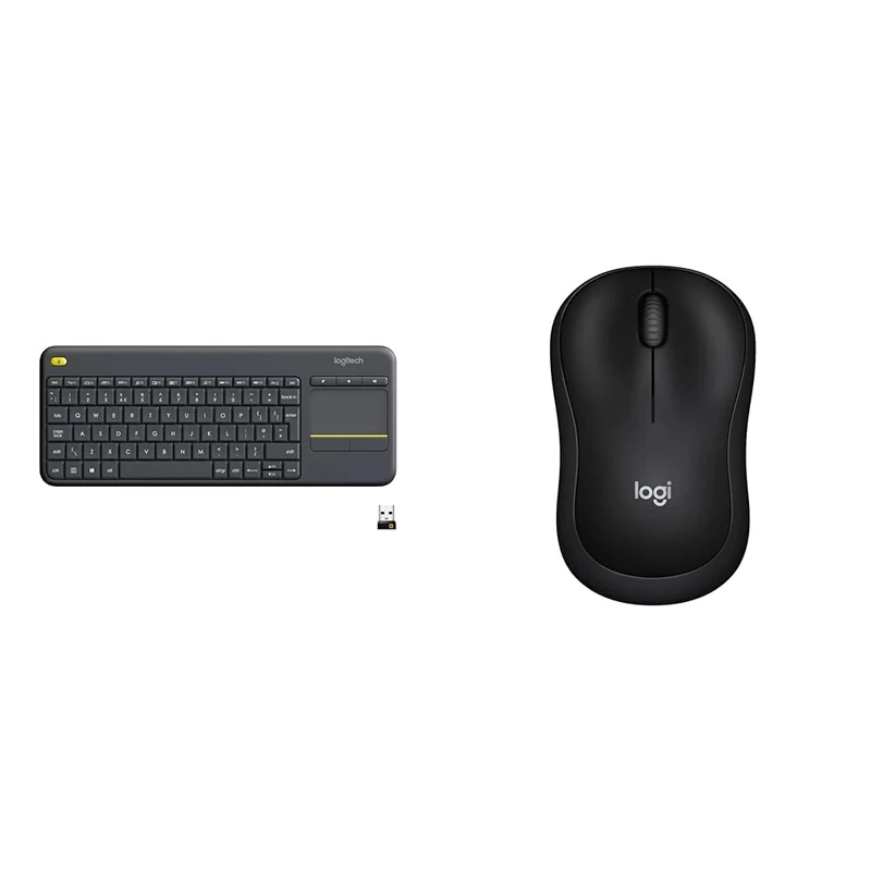 Logitech K400 Plus Wireless Touch TV Keyboard With Easy Media Control and Built-in Touchpad, HTPC Keyboard - Black & M220 SILENT Wireless Mouse, 2.4 GHz with USB Receiver, 1000 DPI Optical Tracking