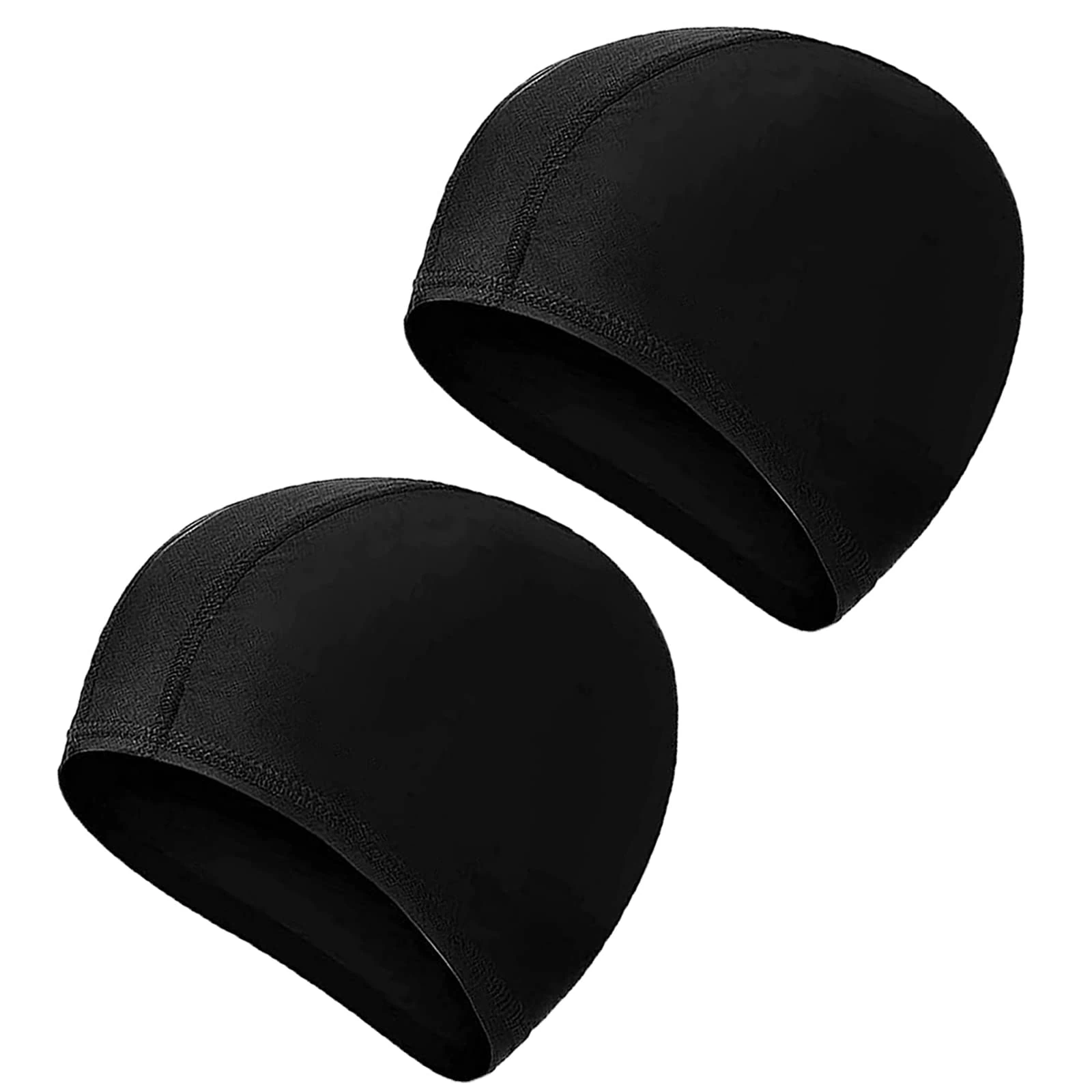 2 Pcs Swimming Caps for Kids Girls Boys and Adult Teenager,Comfortable Light Swimming Caps,Super Stretch No Pull Hair Swim Hats for Long and Short Hair (Black/Black)