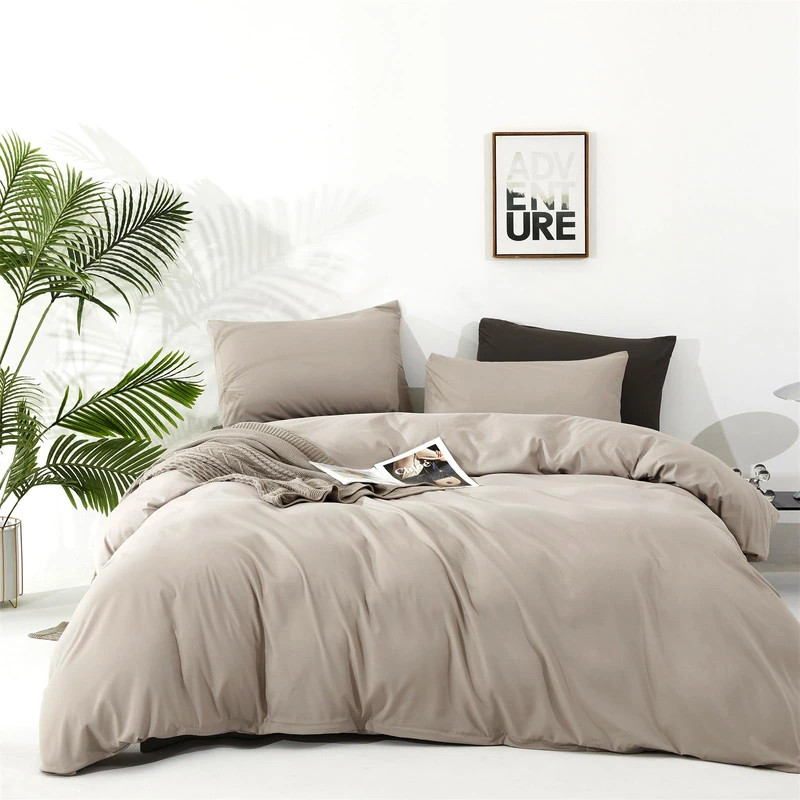 Cottonight Beige Khaki Comforter Set King Light Khaki Bedding Comforter Set Oatmeal Solid Blanket Quilts Modern Soft Breathable 3 Piece Cream Coffee Bedding Set for Women Men King Bed