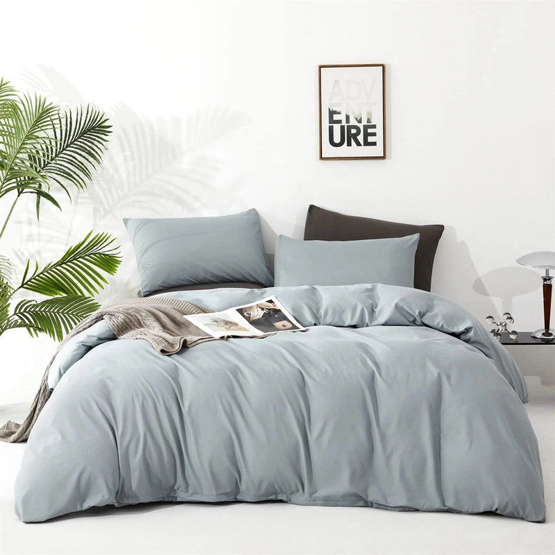 Cottonight Cal King Blue Comforter Set Light Blue Bedding Set California King Solid Blanket Quilts Modern Soft Breathable Baby Blue 3 Piece Comforter Set