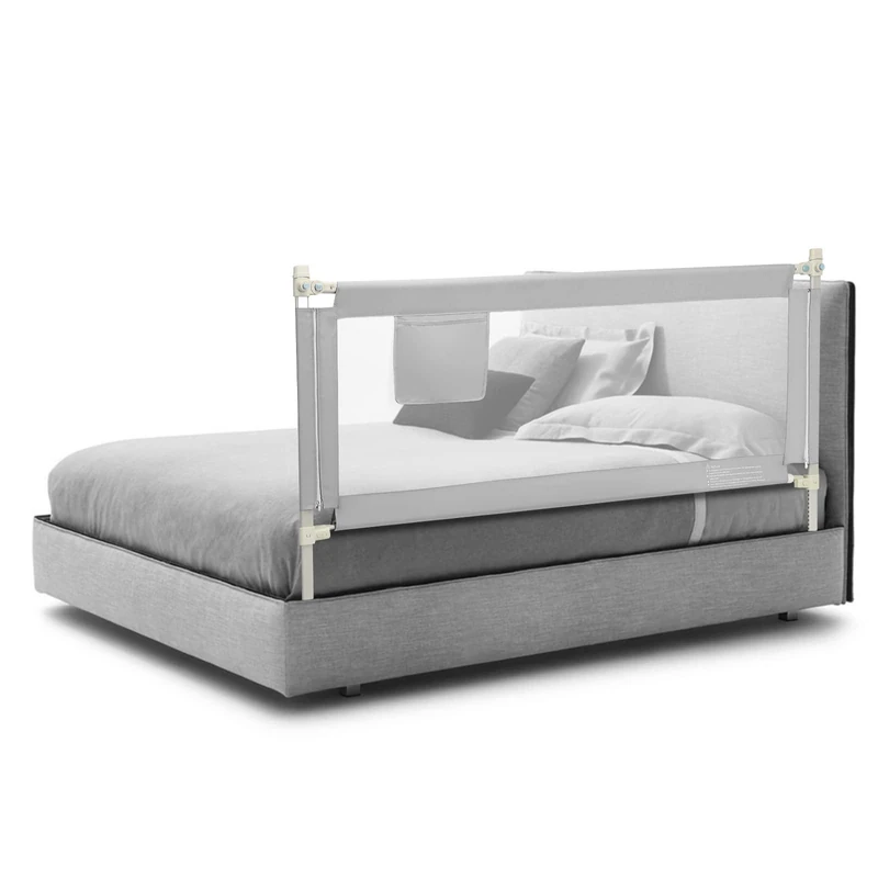 GYMAX Baby Bed Rail, Vertical Lifting Mesh Bedside Guardrail with 24 Adjustable Height and Double Safety Lock, Toddler Swing Down Bed Guard for Full Size Queen and King Bed (175 x 25 x 102cm)