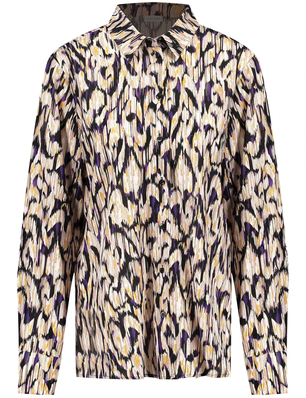 Gerry Weber Women's 260003-31401 Blouse, Ecru/White/Purple/Pink Print, 14