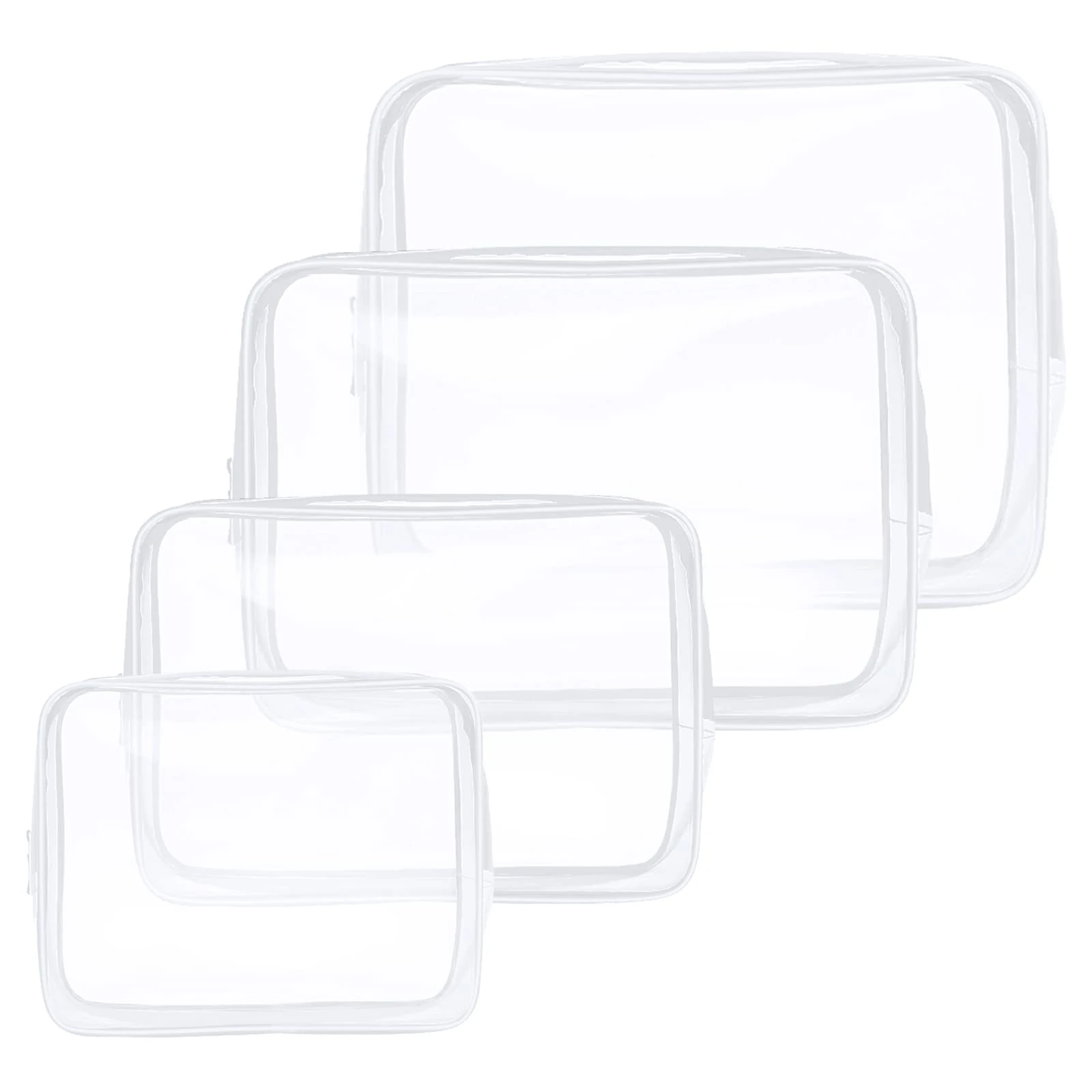 Aucuu Clear Toiletries Bag, 4 Pack PVC Waterproof Toiletries Carry Pouch, TSA Approved Travel Toiletry Bag with Zipper, Multi-Size Cosmetic Makeup Bags for Women and Kids - Travel Business