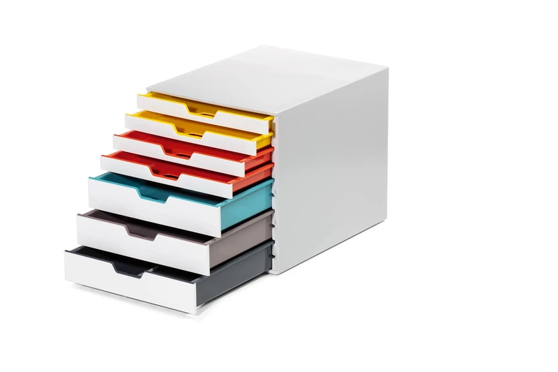 Durable VARICOLOR MIX 7 Drawer Unit - Desktop Drawer Set with 7 Colour Coded Draws - Perfect for Storing Documents and Paper Work