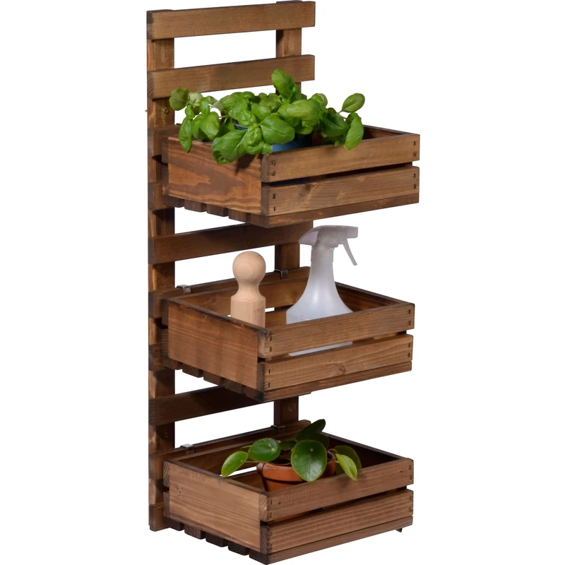 dobar 3-Step Flower Ladder Wall Shelf - FSC Wood Brown