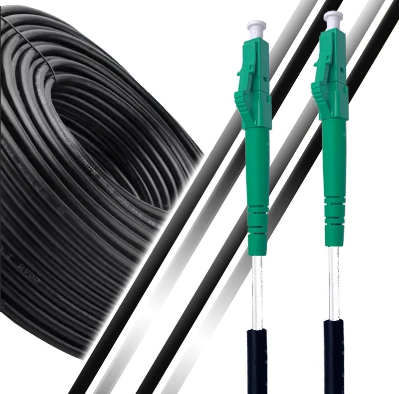 Elfcam® - 60m Outdoor Fibre Optic Cable, LC/APC to LC/APC OS2 Simplex, Single Mode, Cable Diameter 5.0 mm, 60 Metres