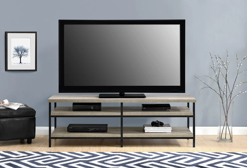 Ameriwood Home Elmwood TV Stand 60 Inch, Grey Oak Look
