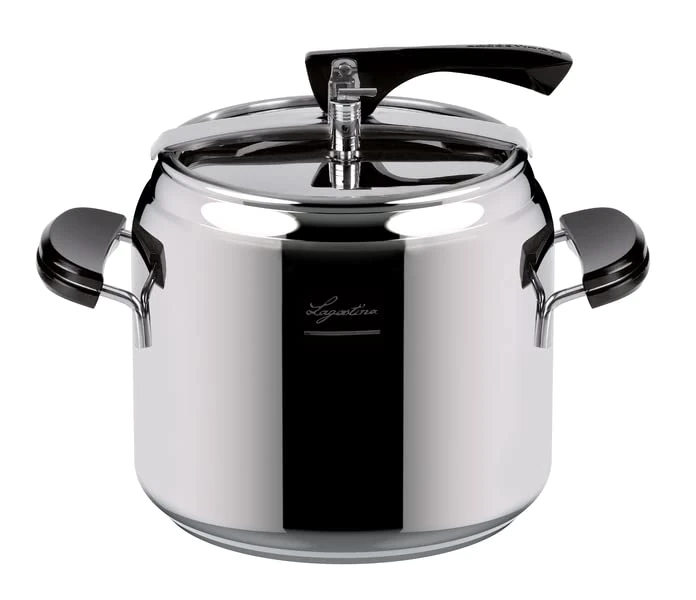 Lagostina La Classica Lagofusion pressure cooker, Ø 24 cm, capacity 9L, with basket, recipe book and ecodose, Bakelite handles, weight valve and Lagofusion bottom
