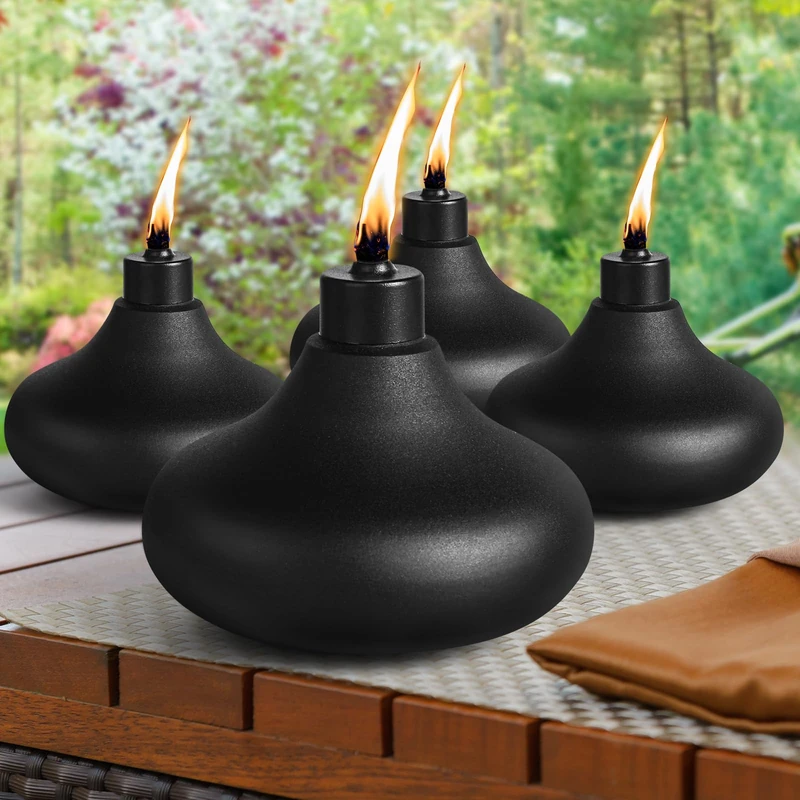 FAN-Torches 4 Pack Metal Table Top Torches, 24.5oz Citronella Torches for Outside, Refillable Flame Light Torch, Decorative Tabletop Lantern for Yard, Patio, Deck, Garden, Party, Landscape - Image 1