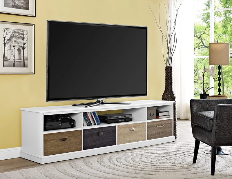 DHP Furniture Mercer TV Stand 65 Inch, White