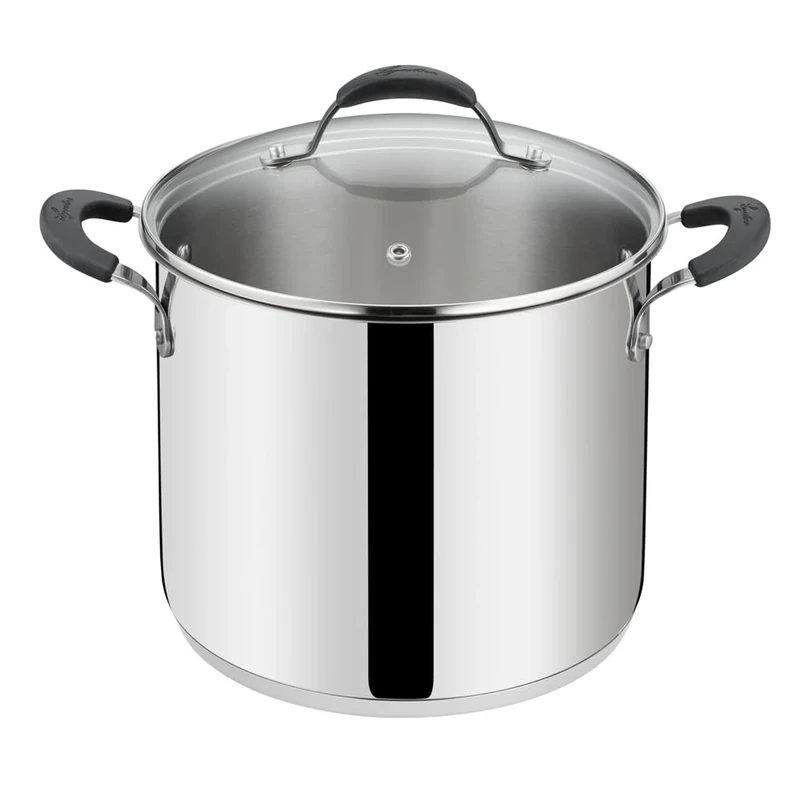 Lagostina Hardening Steel Pot and Lid, 18 cm Diameter in 18/10 Stainless Steel + Glass Lid, with Lagotherm Bottom and Silicone Handles