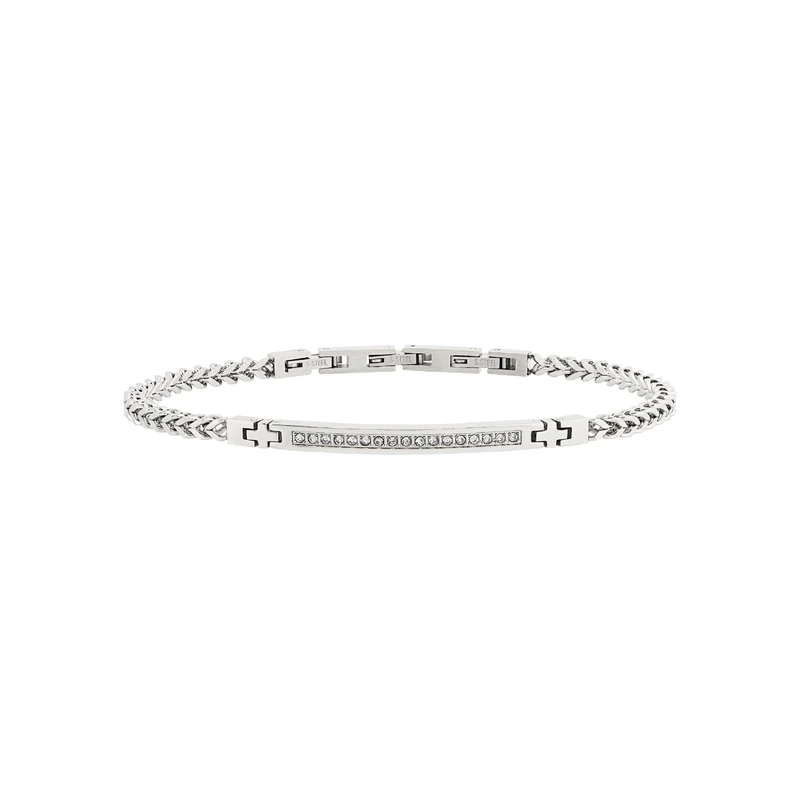 Breil Hatchet Jewel Light Row Collection Silver Plated Steel Bracelet Unique Size with Cubic Zirconia - TJ3366, Eine Grösse, Stainless Steel, Cubic Zirconia - Image 1