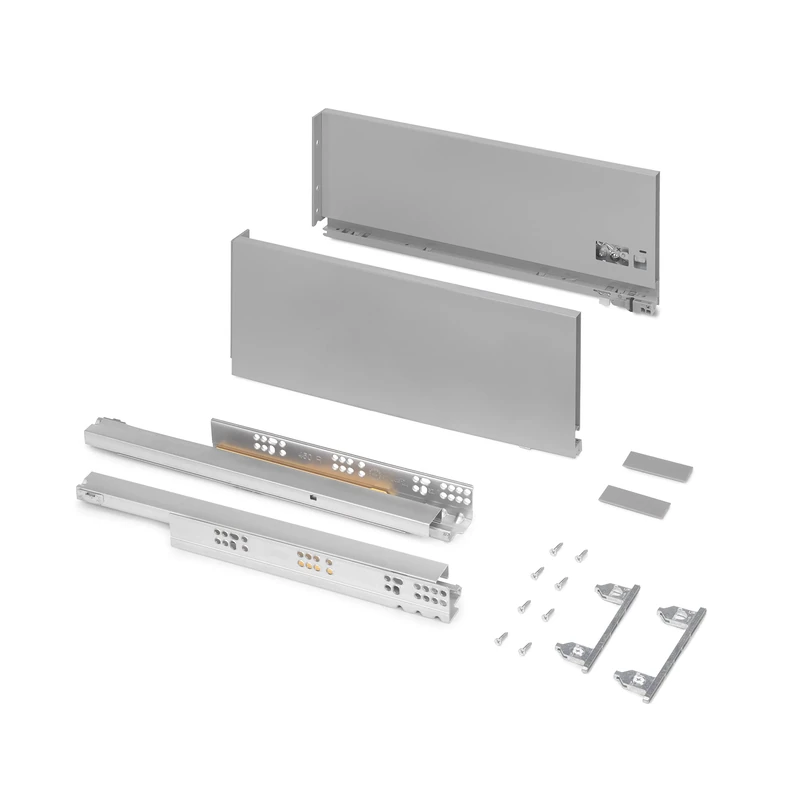 Emuca - Drawer kit for Kitchen or Bath Vertex, 40Kg (88 lb), Height 178mm (7 inch), Depth 450mm (17,7 inch), Soft Close, Boards not Included, Steel, Silver Painted