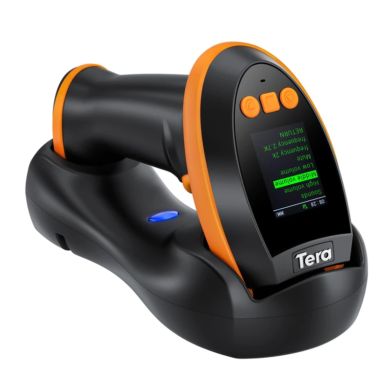 Tera Pro Series Wireless 1D 2D QR Barcode Scanner with Digital Setting Screen, Extra Fast Scan Speed, Works with Bluetooth 2.4G Wireless & USB Cable Connection, HW0009