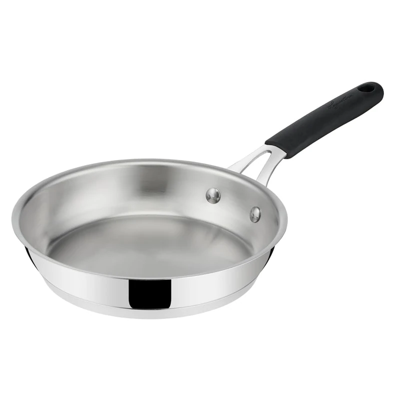 Lagostina Tempra Steel Frying Pan Ø 20 cm in 18/10 Stainless Steel with Lagotherm Bottom and Ergonomic Silicone Handle, Induction, Gas and Oven Frying Pan