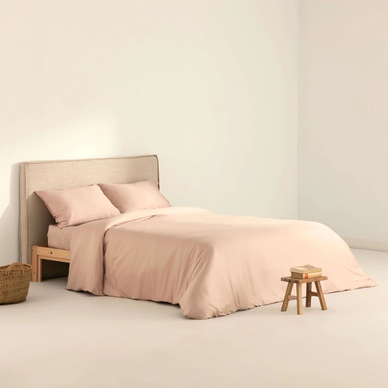 BELUM | Satin Duvet Cover 300 Thread Count for 120 cm Bed, Product: 200 x 200 cm, Colour: Pink | Satin Duvet Cover Features: Closure with Concealed Transparent Buttons.
