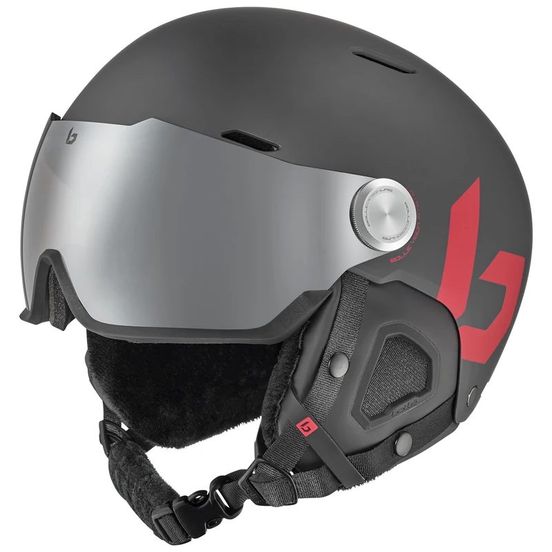 bollé - MIGHT VISOR | Ski Helmet | Titanium and Red | Large | Ski Helmet |High Resistance ABS Protection | Optimal Ventilation | Comfort Foam | Removable Ear Pads | Anti-Fog & Anti-Scratch Treatment