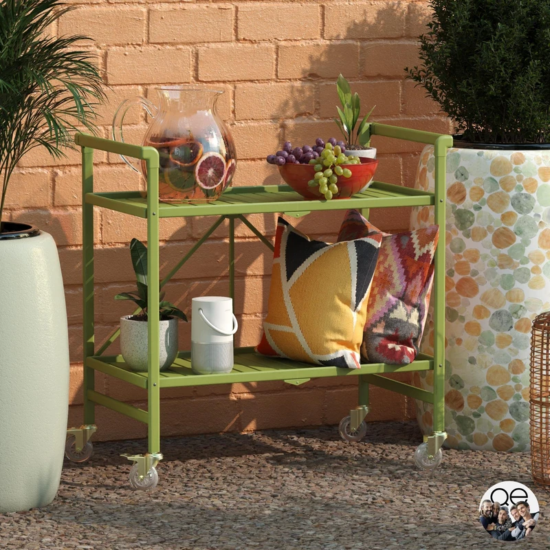 COSCO Cleo Folding Serving Cart In/Out Kiwi Green - Image 1