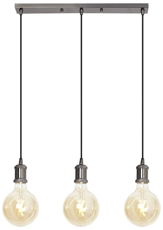 4lite Decorative 3 Light Bar Pendant Antique Brass Finish for E27 Large Screw Fit Lamp - E27 Bulb Not Included