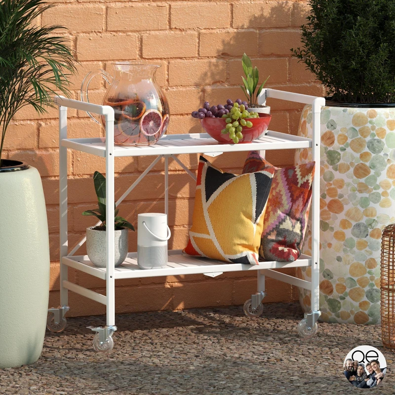 COSCO Cleo Folding Serving Cart In/Out White