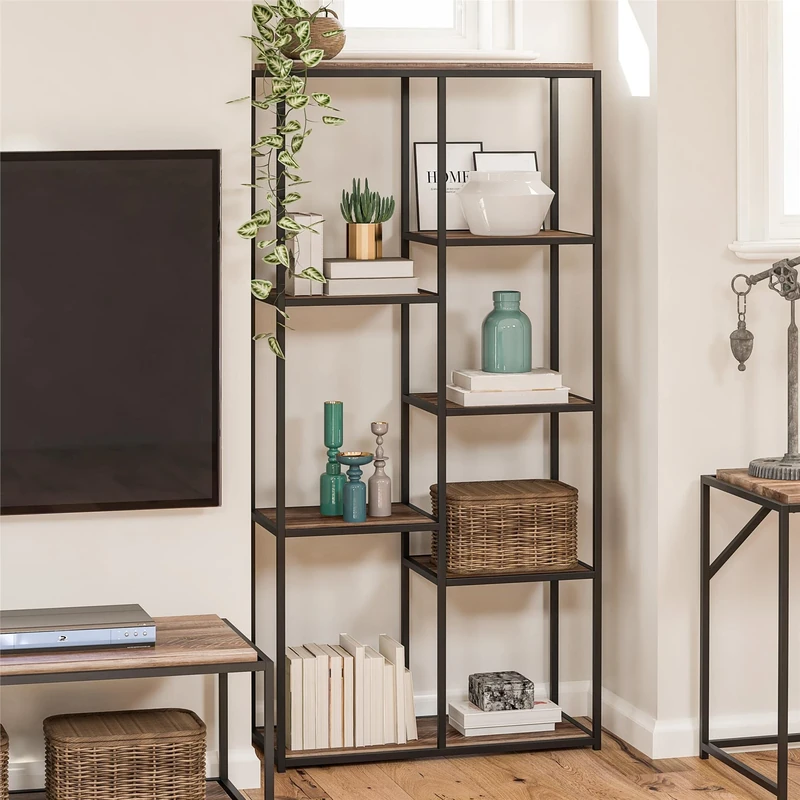 DHP Quincy 5 Shelf Bookcase Weathered Oak Look