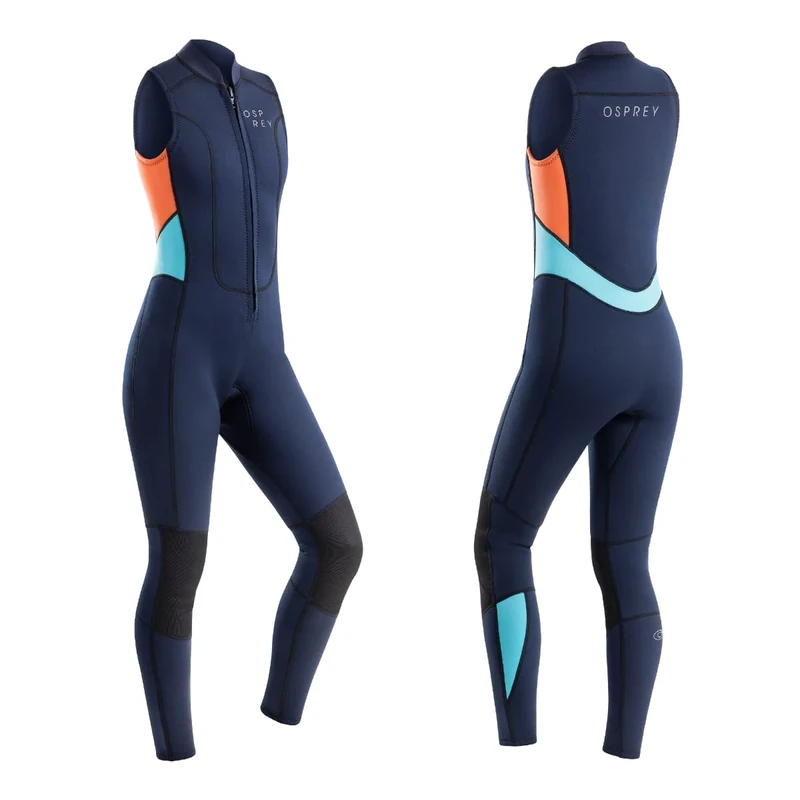 Osprey | 3mm Long Jane Sleeveless Wetsuit with Front Zip, Protective Knee Pads, Watersports Paddleboarding Sailing, Swimming Suit, Coral S
