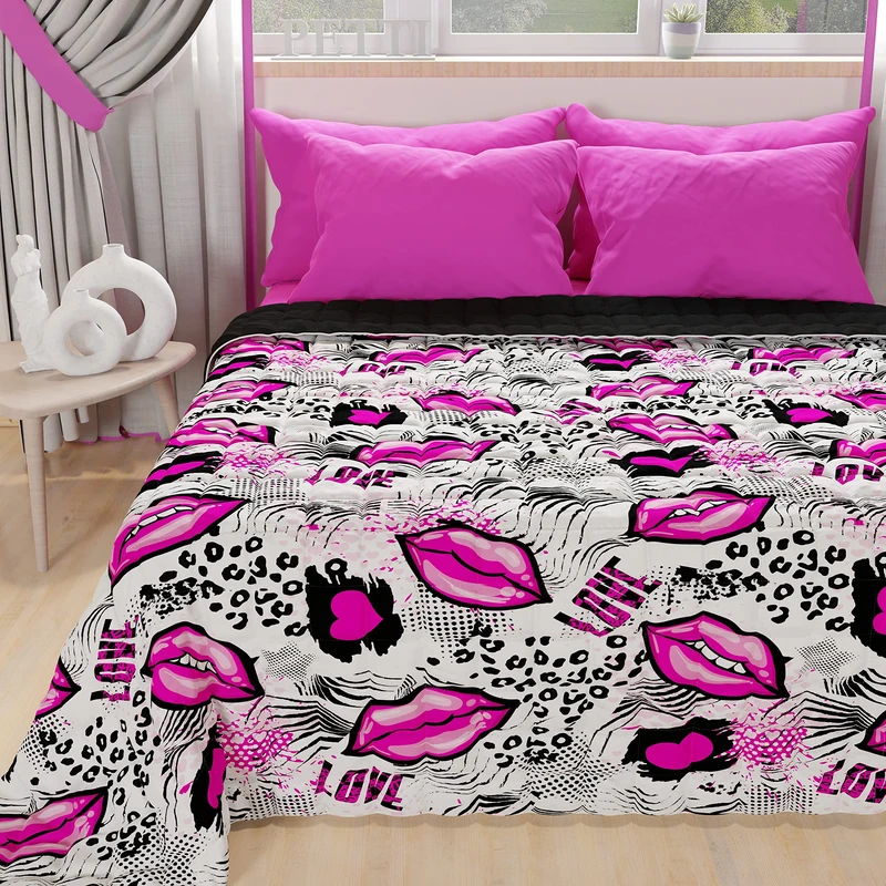 PETTI Artigiani Italiani - Summer Bedspread 220 x 260 cm 100 g/m² Double Face, Spring Quilt, Lightweight Quilt, Lipstick White, 100% Made in Italy
